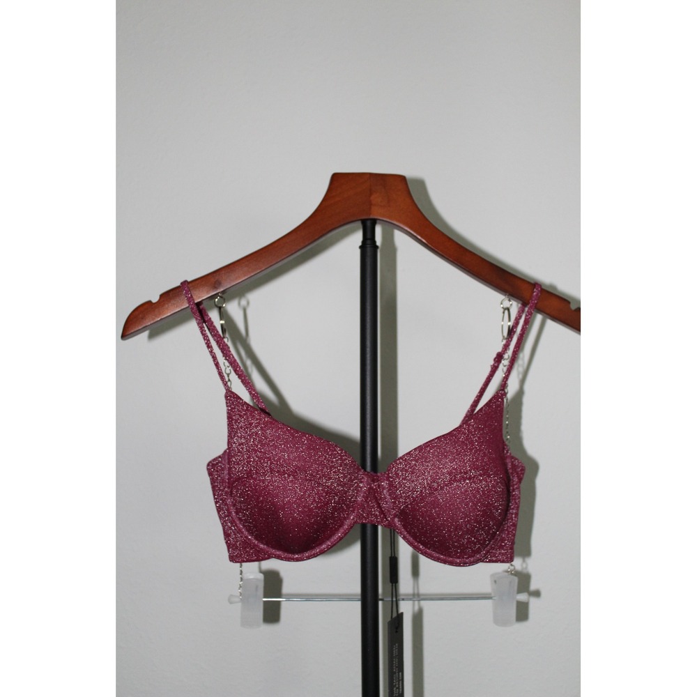 Triangl Magenta Pink Glitter Underwire Bikini Top‎ Small+ NWT Sparkly Swimwear